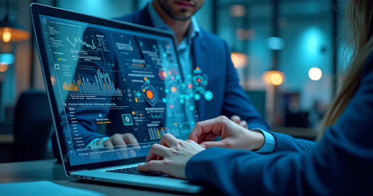 Tela de software para gestão de PJs exibindo painel centralizado com módulos de RH, folha de pagamento, notas fiscais e compliance